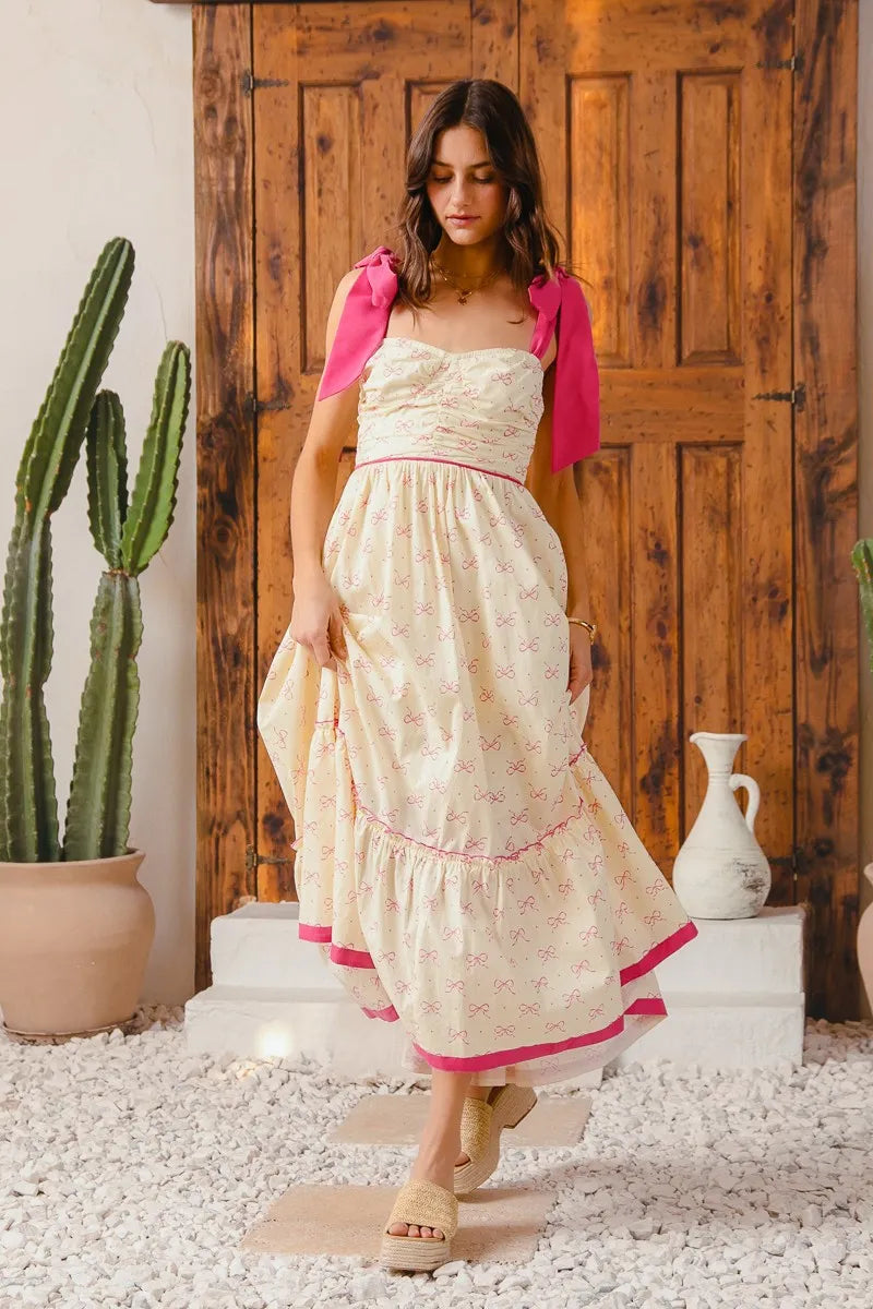 SO ME Ribbon Flowy Maxi Dress with Contrast Trim-Dresses-Trendsi-[option4]-[option5]-[option6]-[option7]-[option8]-Shop-Boutique-Clothing-for-Women-Online
