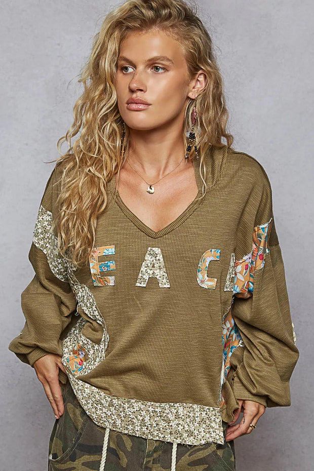 POL Peace Patch Floral Long Sleeve Hoodie-Sweatshirts-Trendsi-Olive-S-[option4]-[option5]-[option6]-[option7]-[option8]-Shop-Boutique-Clothing-for-Women-Online