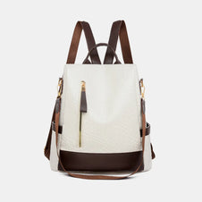 PU Leather Backpack Bag-Bags-Trendsi-Ivory-One Size-[option4]-[option5]-[option6]-[option7]-[option8]-Shop-Boutique-Clothing-for-Women-Online