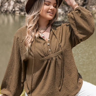 Plus Size Tie Neck Long Sleeve Blouse-Blouses-Trendsi-[option4]-[option5]-[option6]-[option7]-[option8]-Shop-Boutique-Clothing-for-Women-Online
