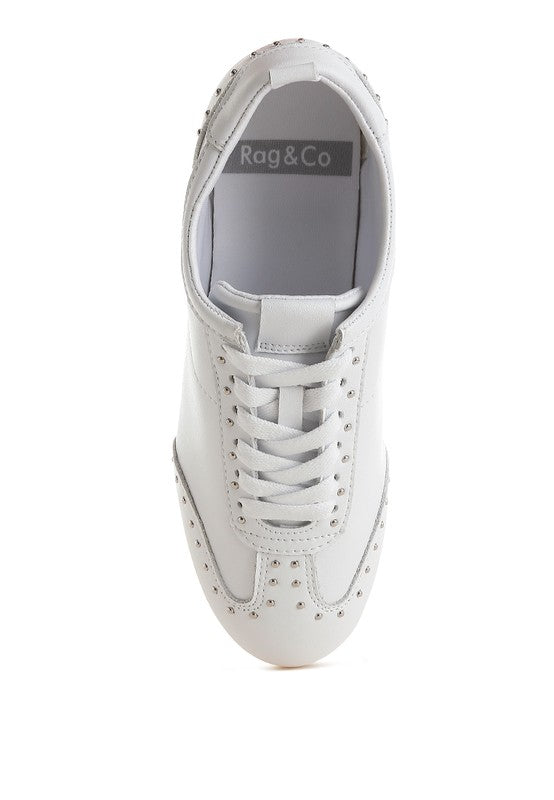 Odaya Studded Real Soft Leather Sneakers-Rag Company-[option4]-[option5]-[option6]-[option7]-[option8]-Shop-Boutique-Clothing-for-Women-Online