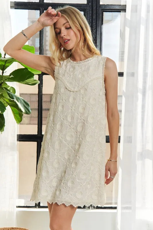 ADORA Applique Round Neck Sleeveless Shift Dress-Dresses-Trendsi-[option4]-[option5]-[option6]-[option7]-[option8]-Shop-Boutique-Clothing-for-Women-Online