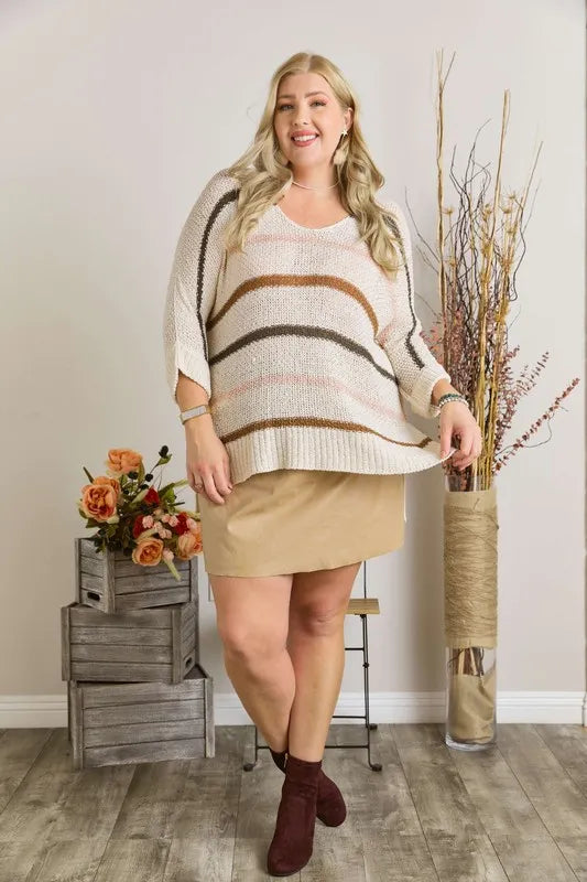 ADORA Full Size Multi Color Strip Sweater-Sweaters-Trendsi-[option4]-[option5]-[option6]-[option7]-[option8]-Shop-Boutique-Clothing-for-Women-Online