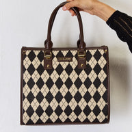 David Jones Argyle Pattern PU Leather Handbag-Bags-Trendsi-[option4]-[option5]-[option6]-[option7]-[option8]-Shop-Boutique-Clothing-for-Women-Online
