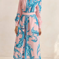 Printed Button Down Belted Shirt Dress-Dresses-Trendsi-Foundation Blue Print-S-[option4]-[option5]-[option6]-[option7]-[option8]-Shop-Boutique-Clothing-for-Women-Online