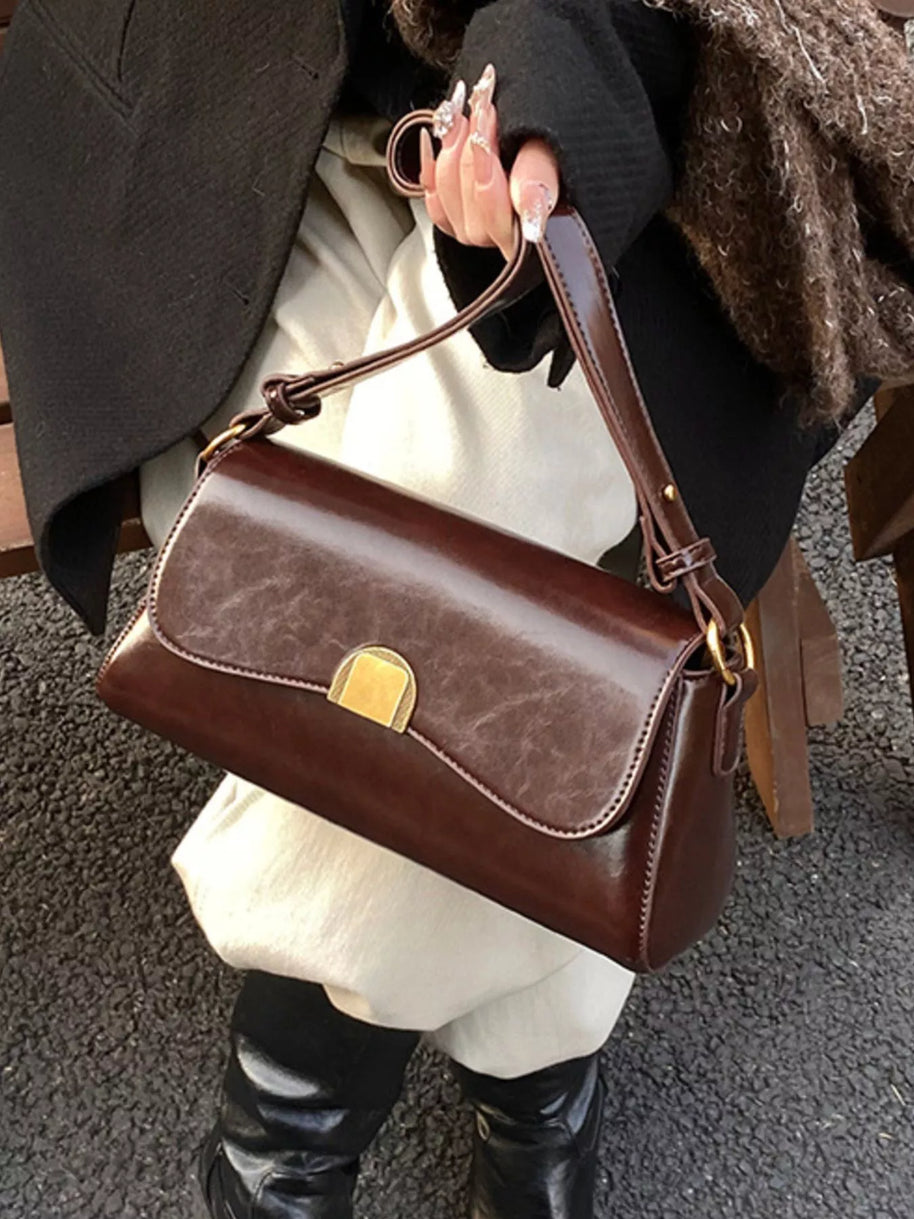 Golden Clasp Shoulder Bag-hand bag-Trendsi-[option4]-[option5]-[option6]-[option7]-[option8]-Shop-Boutique-Clothing-for-Women-Online