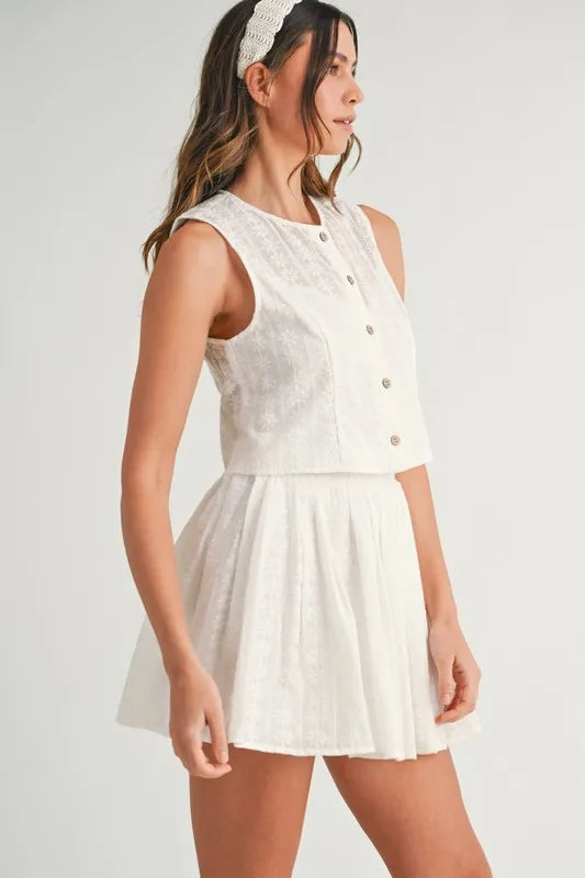 MABLE Eyelet Lace Top and Mini Skirt Set-Sets-Trendsi-[option4]-[option5]-[option6]-[option7]-[option8]-Shop-Boutique-Clothing-for-Women-Online
