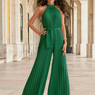 Cutout Tied Pleated Sleeveless Jumpsuit-Sets-Trendsi-Dark Green-S-[option4]-[option5]-[option6]-[option7]-[option8]-Shop-Boutique-Clothing-for-Women-Online