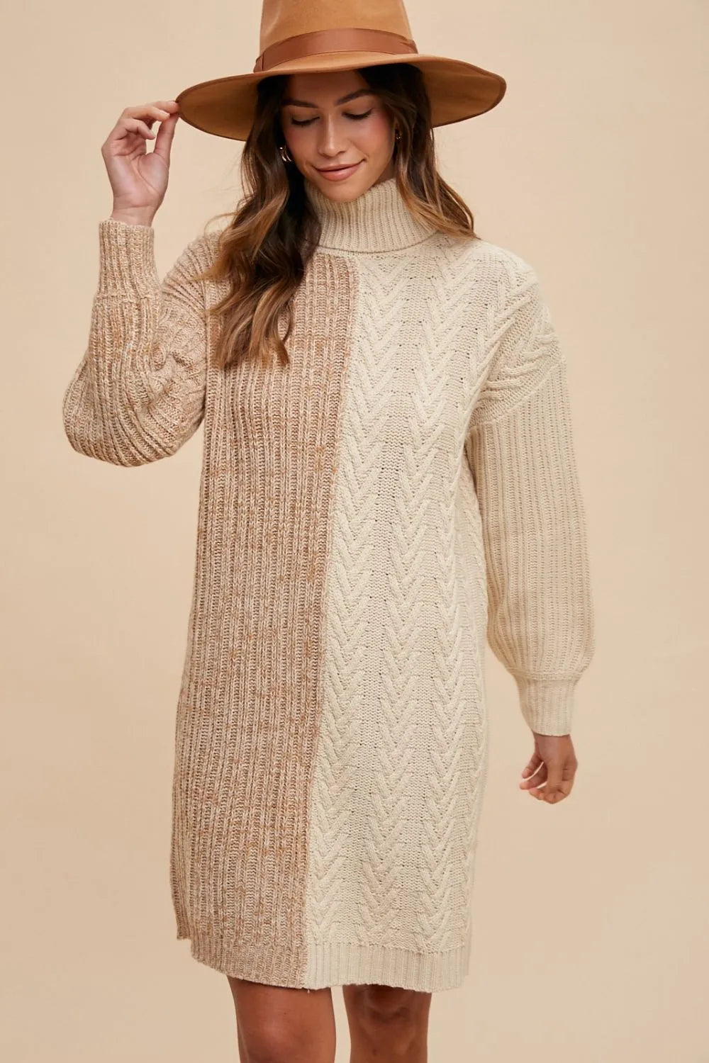 Annie Wear Color Block Turtleneck Sweater Dress-Dresses-Trendsi-[option4]-[option5]-[option6]-[option7]-[option8]-Shop-Boutique-Clothing-for-Women-Online