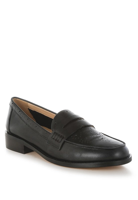 Clotilda Perforated Low Heel Loafers-Rag Company-Black-US-5 / UK-3 / EU-36-[option4]-[option5]-[option6]-[option7]-[option8]-Shop-Boutique-Clothing-for-Women-Online