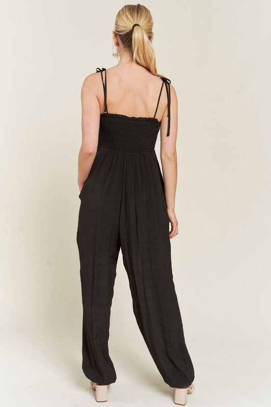 SMOCKED TIE STRAP JUMPSUIT PLUS SIZE-Jade By Jane-[option4]-[option5]-[option6]-[option7]-[option8]-Shop-Boutique-Clothing-for-Women-Online