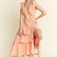 Jade By Jane Sleeveless Gingham Print Tiered Midi Dress-Dresses-Trendsi-[option4]-[option5]-[option6]-[option7]-[option8]-Shop-Boutique-Clothing-for-Women-Online