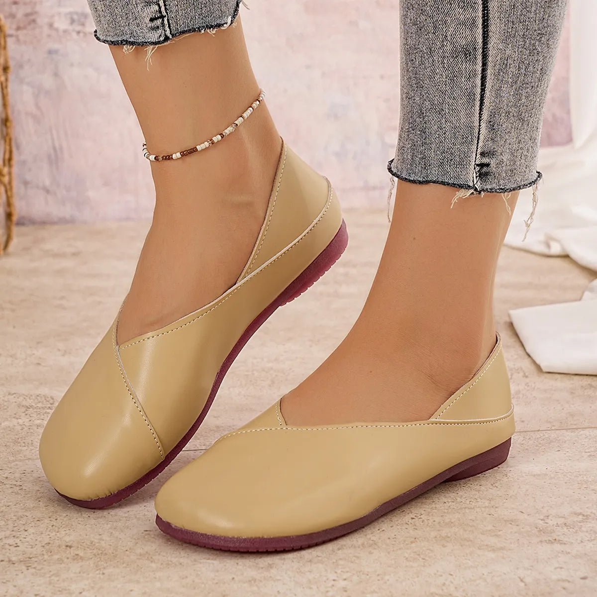 Round Toe Flats Slip-Ons-135 Flats-Trendsi-[option4]-[option5]-[option6]-[option7]-[option8]-Shop-Boutique-Clothing-for-Women-Online