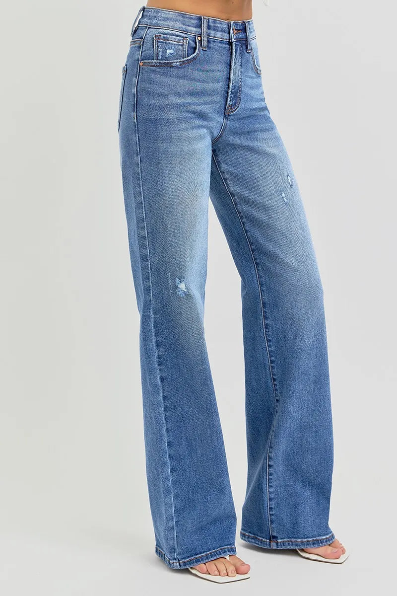 RISEN Tummy Control Elastic Band High Rise Wide Jeans-Trendsi-[option4]-[option5]-[option6]-[option7]-[option8]-Shop-Boutique-Clothing-for-Women-Online