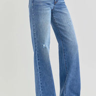 RISEN Tummy Control Elastic Band High Rise Wide Jeans-Trendsi-[option4]-[option5]-[option6]-[option7]-[option8]-Shop-Boutique-Clothing-for-Women-Online