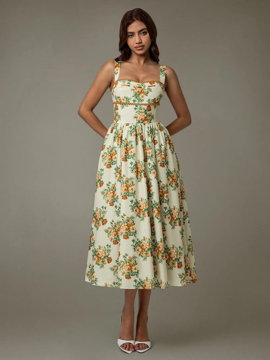Lace Trim Floral Sleeveless Midi Dress-Dresses-Trendsi-[option4]-[option5]-[option6]-[option7]-[option8]-Shop-Boutique-Clothing-for-Women-Online