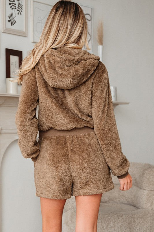 Sherpa Zip-Up Hoodie and Drawstring Shorts Set-JUNIPER BLVD-[option4]-[option5]-[option6]-[option7]-[option8]-Shop-Boutique-Clothing-for-Women-Online