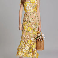 Floral Embroidered Mesh Overlay Maxi Dress-Dresses-Trendsi-Yellow-S-[option4]-[option5]-[option6]-[option7]-[option8]-Shop-Boutique-Clothing-for-Women-Online