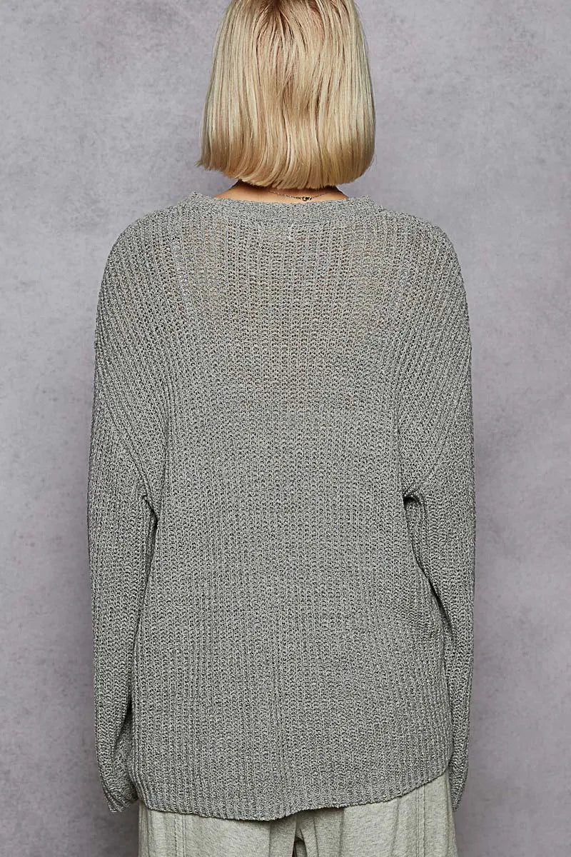 POL Oversized V-Neck Knit Top-Blouses-Trendsi-[option4]-[option5]-[option6]-[option7]-[option8]-Shop-Boutique-Clothing-for-Women-Online
