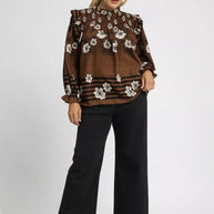 Umgee Full Size Mix Floral Smocked Ruffle Blouse-Blouses-Trendsi-[option4]-[option5]-[option6]-[option7]-[option8]-Shop-Boutique-Clothing-for-Women-Online