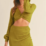 MABLE Front Twisted Knit Top and Midi Skirt Set-two piece set-Trendsi-[option4]-[option5]-[option6]-[option7]-[option8]-Shop-Boutique-Clothing-for-Women-Online