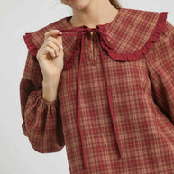 Umgee Full Size Plaid Ruffle Collar Blouse-Blouses-Trendsi-[option4]-[option5]-[option6]-[option7]-[option8]-Shop-Boutique-Clothing-for-Women-Online