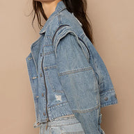 POL Cropped Denim Jacket with Functional Zipper Detail-jacket-Trendsi-[option4]-[option5]-[option6]-[option7]-[option8]-Shop-Boutique-Clothing-for-Women-Online