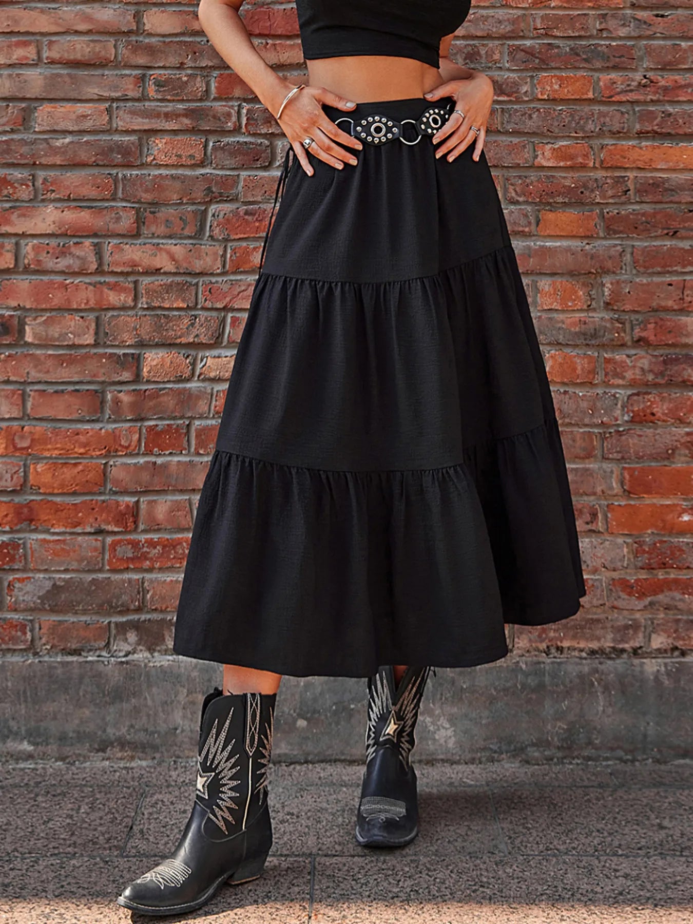 Tiered Midi Skirt-Skirts-Trendsi-[option4]-[option5]-[option6]-[option7]-[option8]-Shop-Boutique-Clothing-for-Women-Online