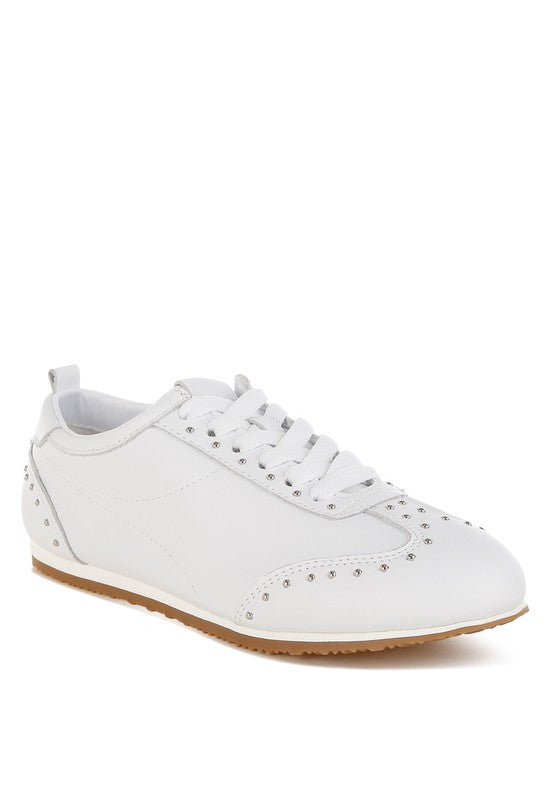 Odaya Studded Real Soft Leather Sneakers-Rag Company-White-US-5 / UK-3 / EU-36-[option4]-[option5]-[option6]-[option7]-[option8]-Shop-Boutique-Clothing-for-Women-Online