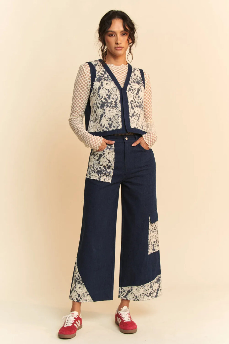 Davi & Dani Lace Applique Wide Leg Jeans-Jeans-Trendsi-[option4]-[option5]-[option6]-[option7]-[option8]-Shop-Boutique-Clothing-for-Women-Online