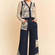 Davi & Dani Lace Applique Wide Leg Jeans-Jeans-Trendsi-[option4]-[option5]-[option6]-[option7]-[option8]-Shop-Boutique-Clothing-for-Women-Online