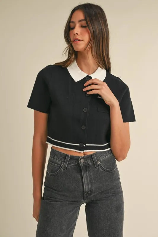 MABLE Button Down Contrast Collared Knit Cardigan-Crop Tops-Trendsi-[option4]-[option5]-[option6]-[option7]-[option8]-Shop-Boutique-Clothing-for-Women-Online