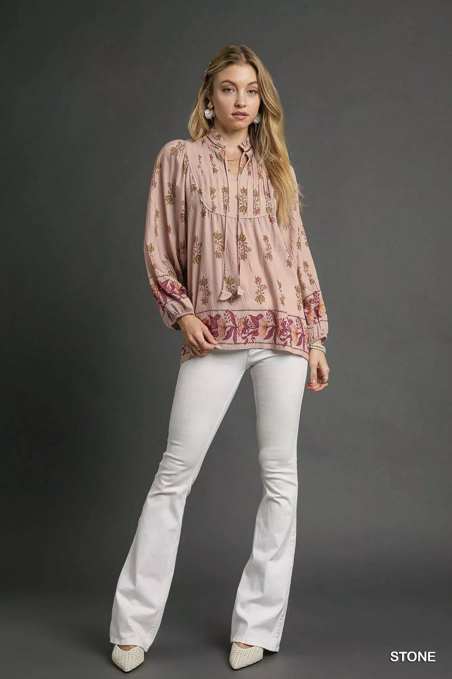 Umgee Floral Boho Peasant Blouse-Blouses-Trendsi-[option4]-[option5]-[option6]-[option7]-[option8]-Shop-Boutique-Clothing-for-Women-Online
