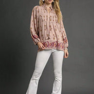 Umgee Floral Boho Peasant Blouse-Blouses-Trendsi-[option4]-[option5]-[option6]-[option7]-[option8]-Shop-Boutique-Clothing-for-Women-Online