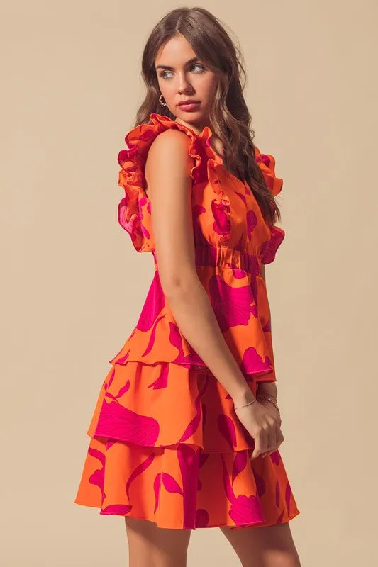 SO ME Floral V Neck Layered Dress with Elasticized Waist-Dresses-Trendsi-[option4]-[option5]-[option6]-[option7]-[option8]-Shop-Boutique-Clothing-for-Women-Online