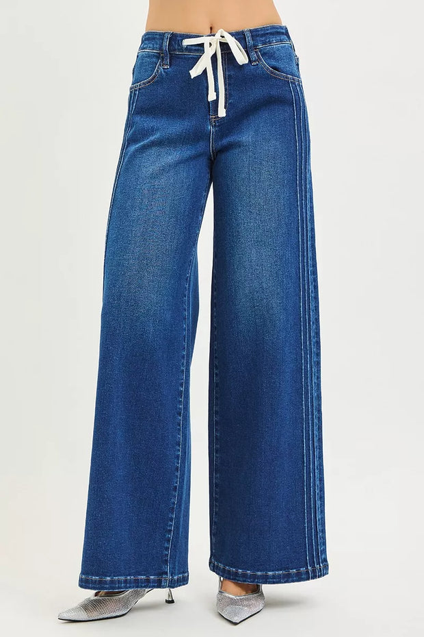 RISEN Full Size Mid Rise Wide Side Pintuck Jeans with Front Drawstring Plus Size-Jeans-Trendsi-[option4]-[option5]-[option6]-[option7]-[option8]-Shop-Boutique-Clothing-for-Women-Online