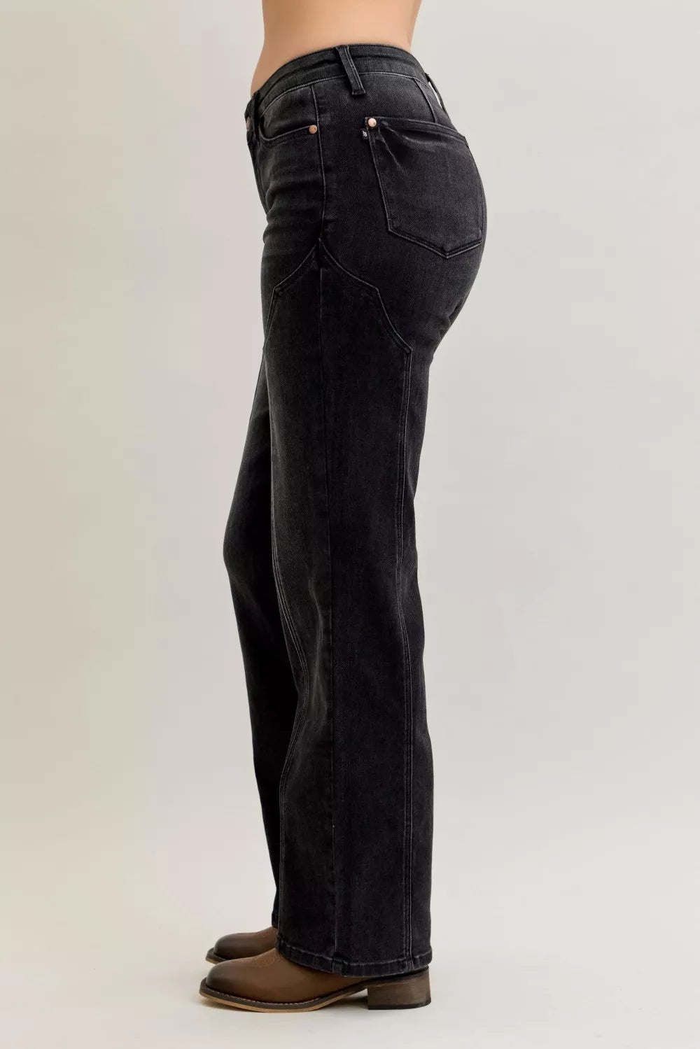 Judy Blue Mid Rise Straight Western Seam Detail Jeans-Jeans-Trendsi-[option4]-[option5]-[option6]-[option7]-[option8]-Shop-Boutique-Clothing-for-Women-Online