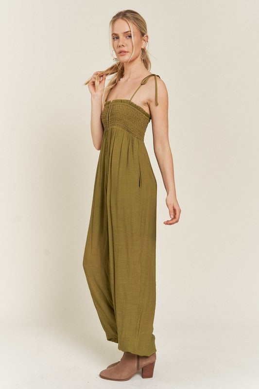 SMOCKED TIE STRAP JUMPSUIT PLUS SIZE-Jade By Jane-[option4]-[option5]-[option6]-[option7]-[option8]-Shop-Boutique-Clothing-for-Women-Online