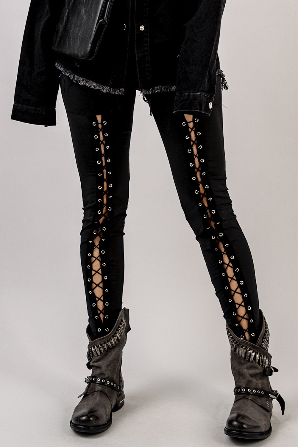 Grommet Lace Up Leggings-Pants-Trendsi-[option4]-[option5]-[option6]-[option7]-[option8]-Shop-Boutique-Clothing-for-Women-Online