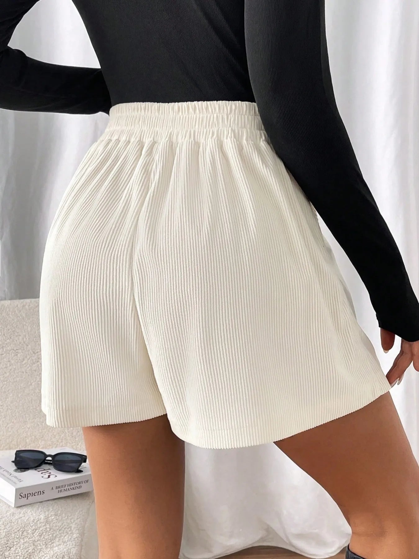 High Waisted Corduroy Shorts-Shorts-Trendsi-[option4]-[option5]-[option6]-[option7]-[option8]-Shop-Boutique-Clothing-for-Women-Online