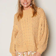 POL Mock Neck Cable Knit Sweater-Sweaters-Trendsi-Honey Gold-S-[option4]-[option5]-[option6]-[option7]-[option8]-Shop-Boutique-Clothing-for-Women-Online