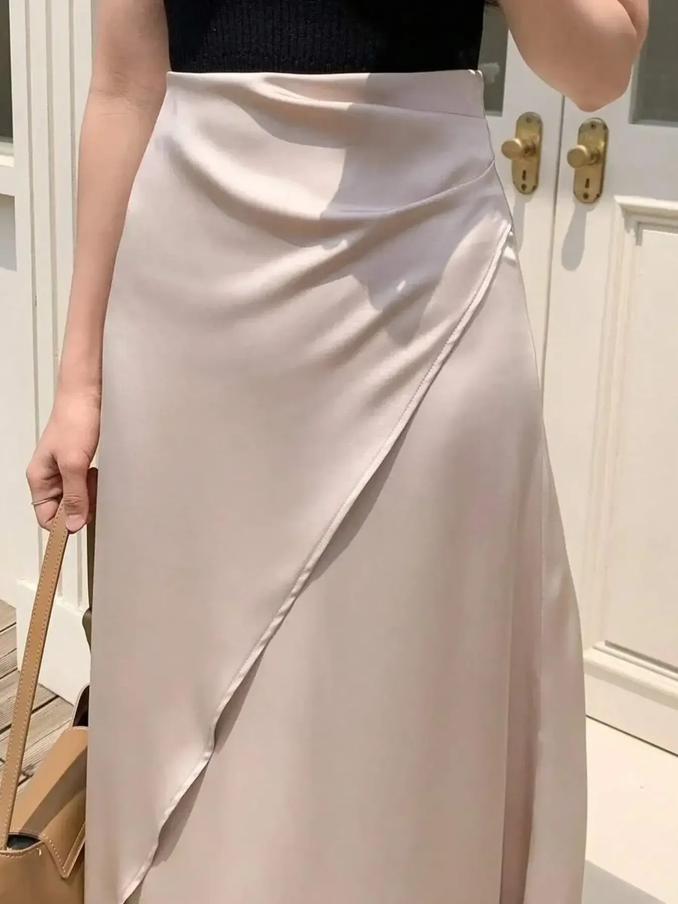 Asymmetric Wrap Midi Skirt with Fluted Hem-Skirts-Trendsi-[option4]-[option5]-[option6]-[option7]-[option8]-Shop-Boutique-Clothing-for-Women-Online