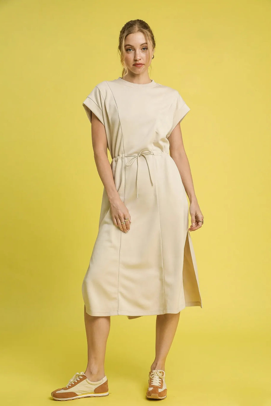 Umgee Side Slit Short Sleeve Midi Tee Dress-Dresses-Trendsi-ECRU-XS-[option4]-[option5]-[option6]-[option7]-[option8]-Shop-Boutique-Clothing-for-Women-Online