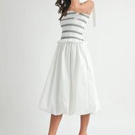 MABLE Smocked Bodice Bubble Midi Dress-Dresses-Trendsi-[option4]-[option5]-[option6]-[option7]-[option8]-Shop-Boutique-Clothing-for-Women-Online