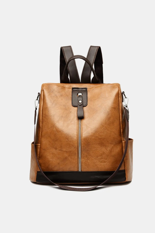 PU Leather Backpack Bag-backpack-Trendsi-Caramel-One Size-[option4]-[option5]-[option6]-[option7]-[option8]-Shop-Boutique-Clothing-for-Women-Online
