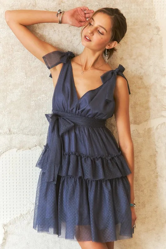 ADORA Tie Shoulder Polka Dot Mesh Dress-Dresses-Trendsi-[option4]-[option5]-[option6]-[option7]-[option8]-Shop-Boutique-Clothing-for-Women-Online