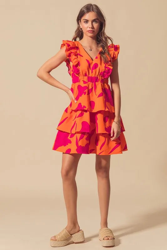SO ME Floral V Neck Layered Dress with Elasticized Waist-Dresses-Trendsi-[option4]-[option5]-[option6]-[option7]-[option8]-Shop-Boutique-Clothing-for-Women-Online