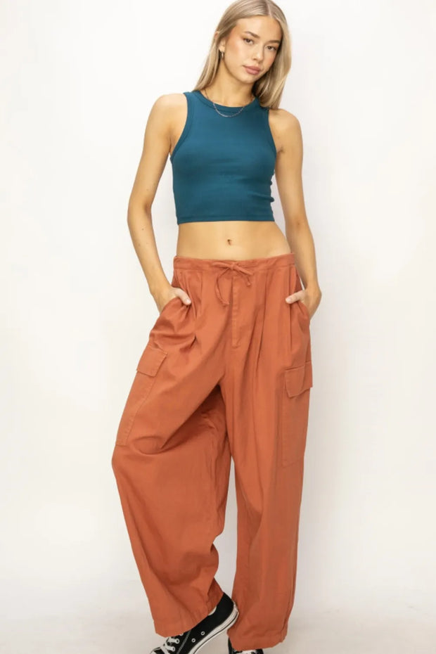 HYFVE Drawstring Cargo Wide Leg Pants-Pants-Trendsi-BAKED GLAY-S-[option4]-[option5]-[option6]-[option7]-[option8]-Shop-Boutique-Clothing-for-Women-Online