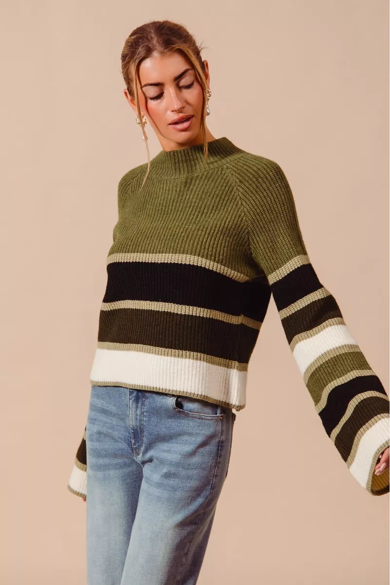 SO ME Multi Color Striped Mock Neck Sweater-Sweaters-Trendsi-[option4]-[option5]-[option6]-[option7]-[option8]-Shop-Boutique-Clothing-for-Women-Online