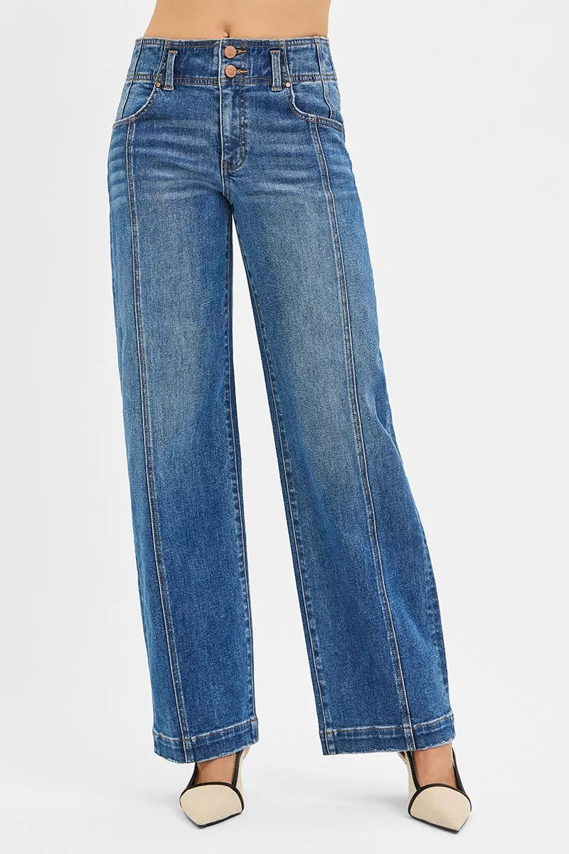 RISEN Mid Rise Fit Wide Baggy Jeans-Jeans-Trendsi-DARK-0-[option4]-[option5]-[option6]-[option7]-[option8]-Shop-Boutique-Clothing-for-Women-Online